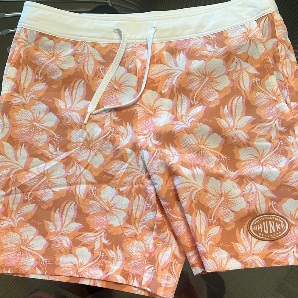 HUNK Tropical Floral Board Shorts - Orange